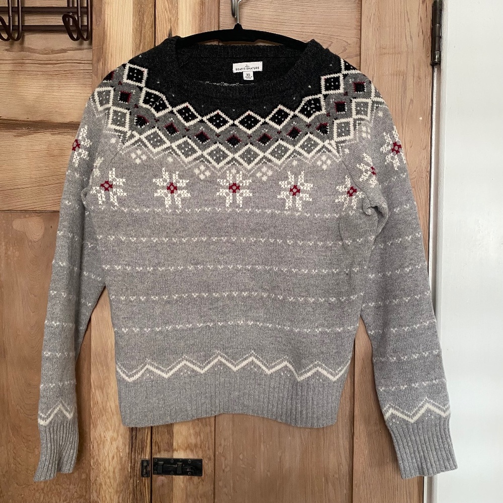 LL Bean Signature Fair Isle Nordic Wool Sweater XS